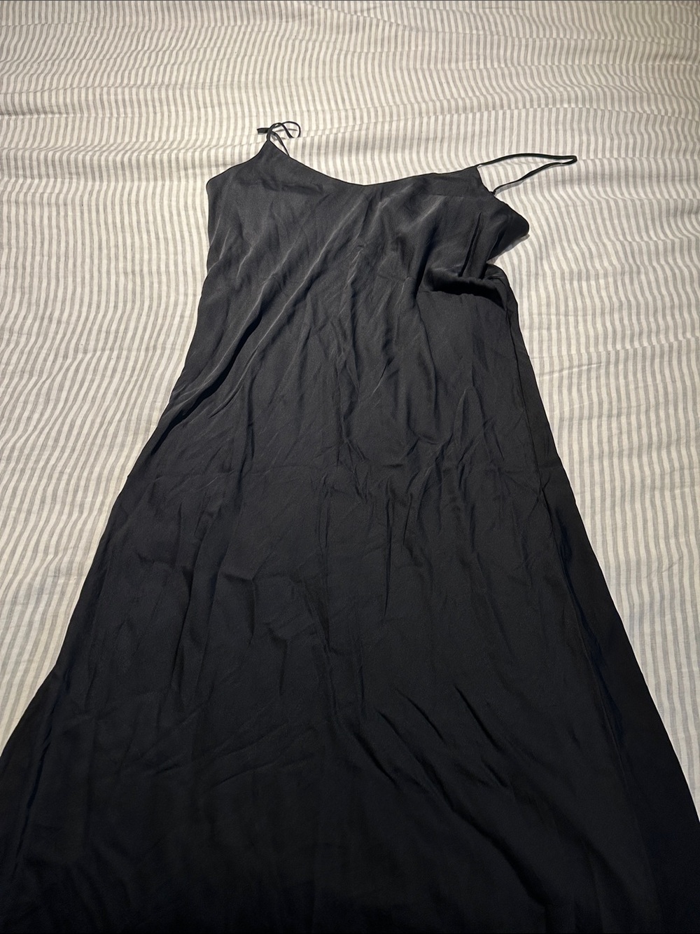Quince Black Slip Maxi Dress with Spaghetti Straps